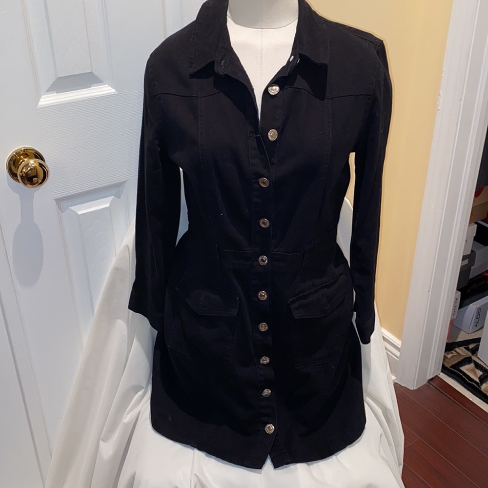 NWOT sexy black button up jean jacket/dress
